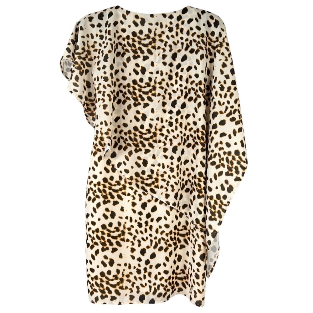 Jay Godfrey Womens Large Dress Leopard Animal Print Ruffle Shift Mini - Picture 2 of 10